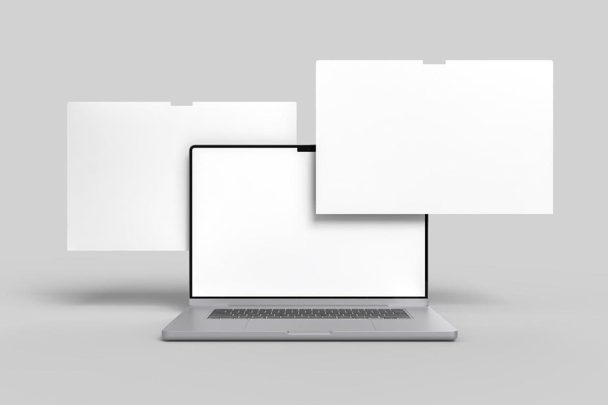 Modern laptop screen website mockup showing a browser interface